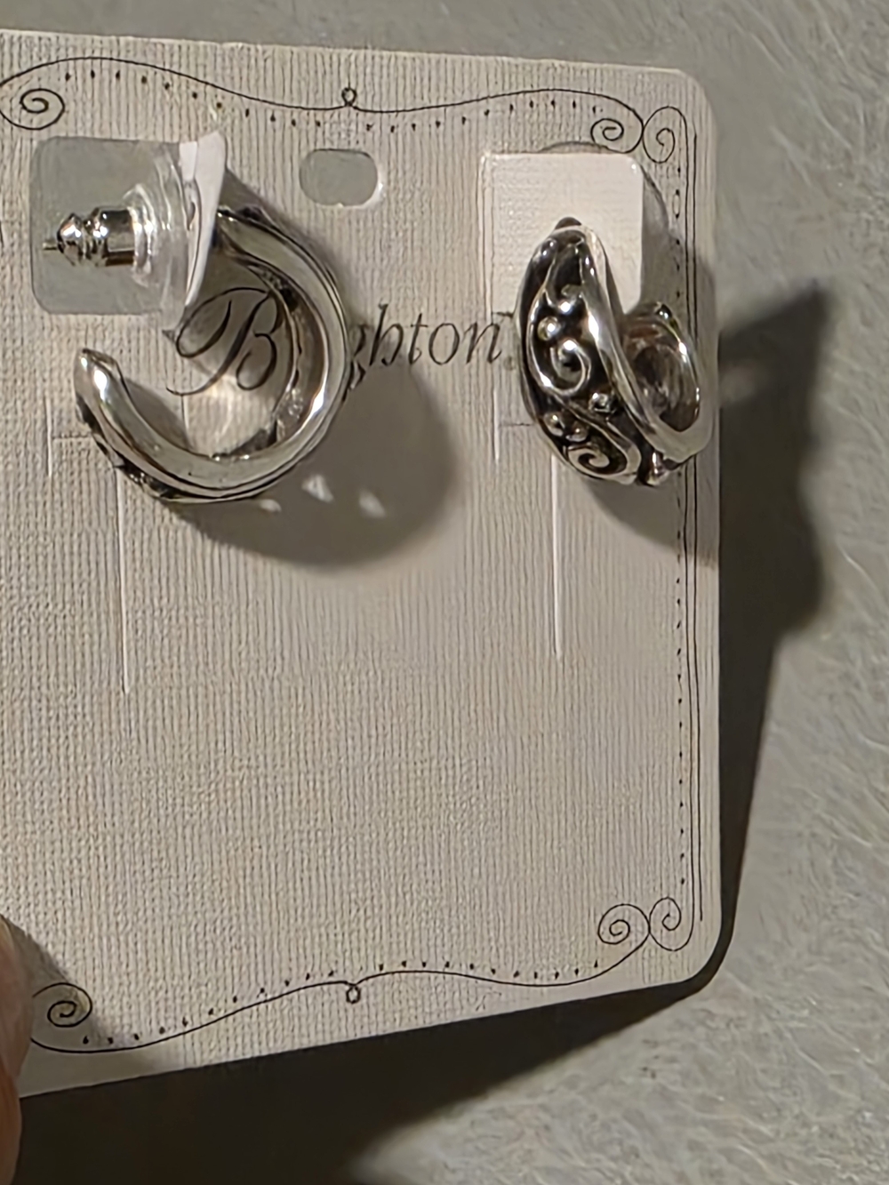 Brighton Silver LOVE AFFAIR Swirl Small Hoop Post Earrings New rv$52